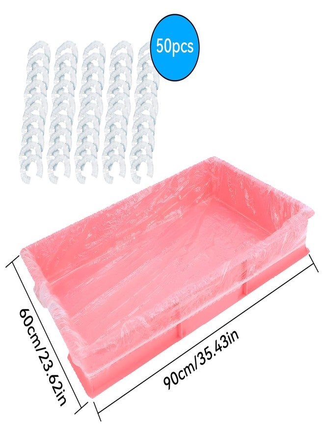 Klmnop 50 Pcs Disposable Rabbit Cage Liners, Clear Plastic Cage Liner, 35'' X 23'' Elastic Pet Toilet Film Tray Covers for Bunny, Hamster, Totoro, Hedgehog Small Animals(Clear) - Image 2